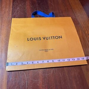 Louis Vuitton Mustard Yellow Shopping Bag with Blue Handles